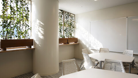 自然光を感じながら学習できる落ち着いたスペース